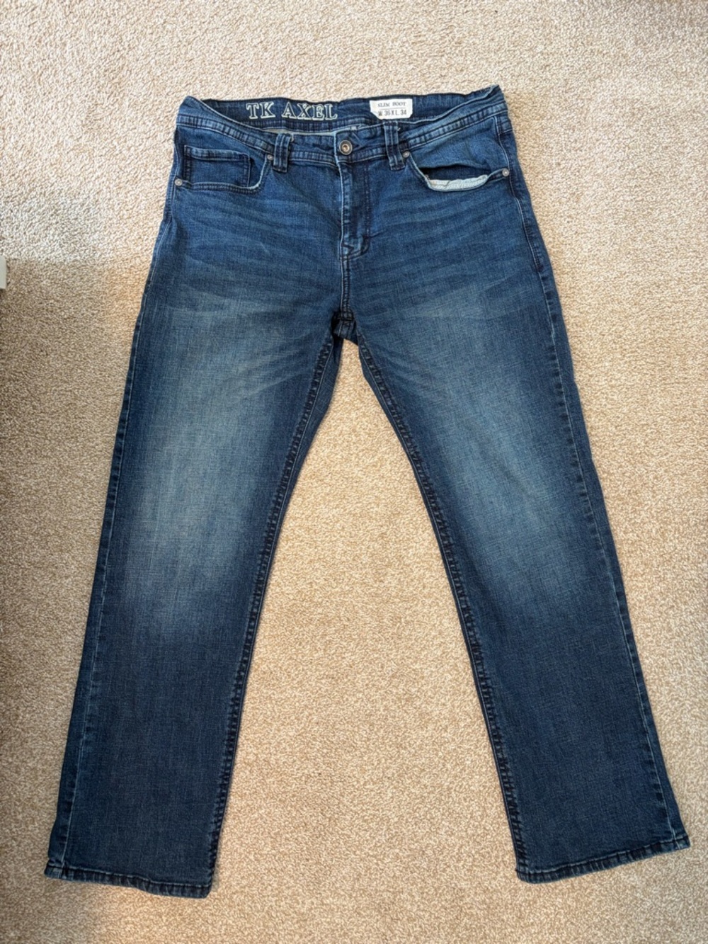 TK Axel Men's Bootcut Jeans in Dark Blue 36x32 Denim